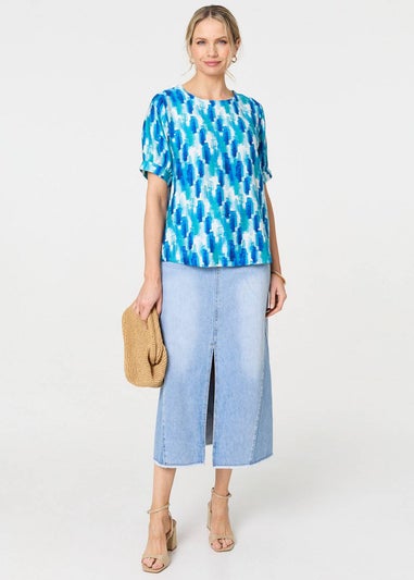 Izabel London Blue Printed Blouse