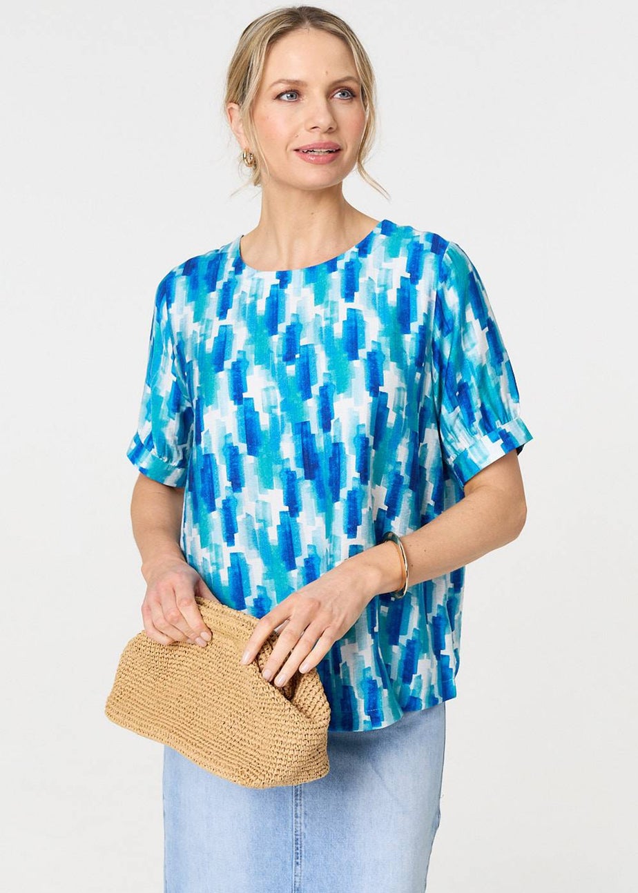 Izabel London Blue Printed Blouse