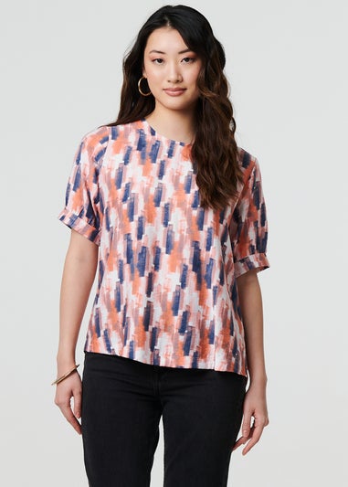 Izabel London Orange Printed Blouse
