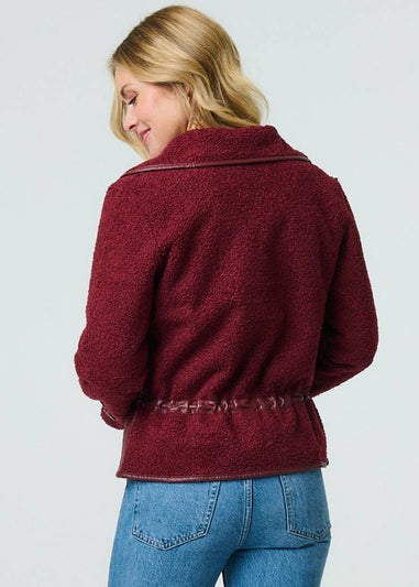 Izabel London Red Faux Leather Fleece Lined Jacket