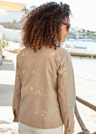 Cotton Traders Biscuit Embroidered Cargo Jacket