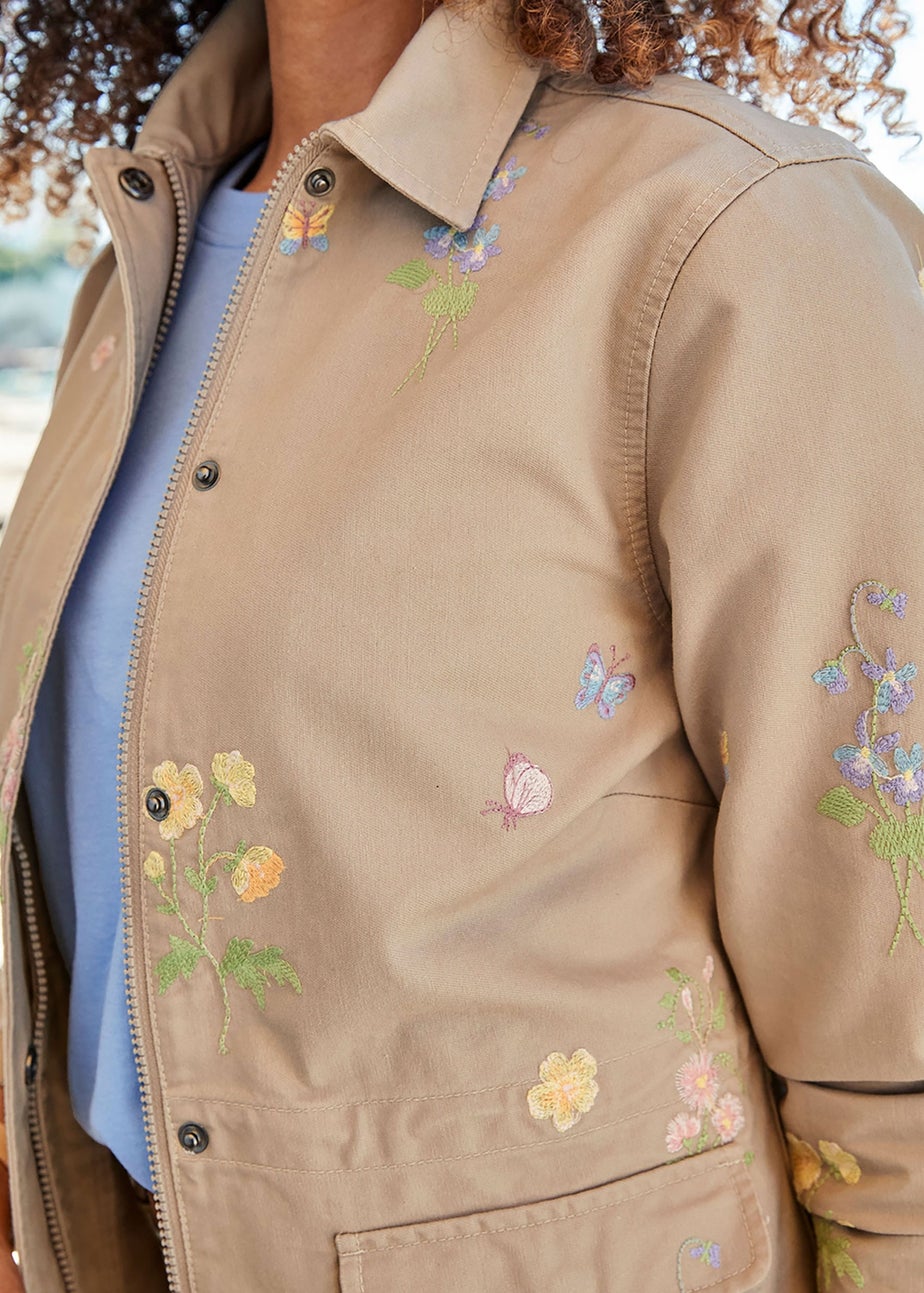 Cotton Traders Biscuit Embroidered Cargo Jacket