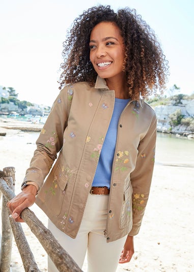 Cotton Traders Biscuit Embroidered Cargo Jacket