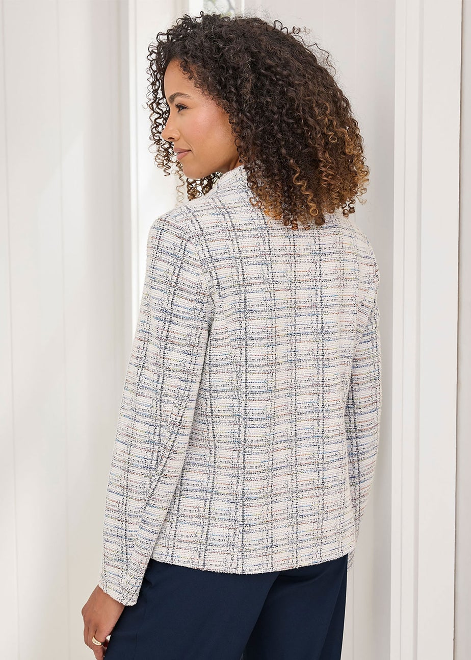 Cotton Traders Navy Stretch Jersey Boucle Jacket