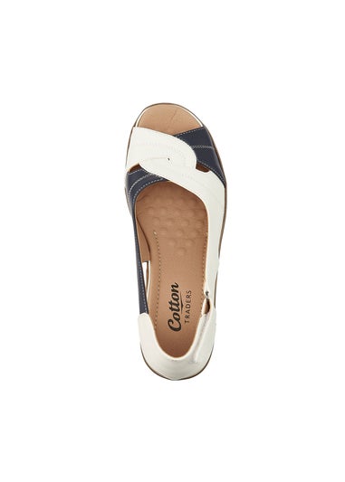 Cotton Traders White Heeled Peep Toe Sandals