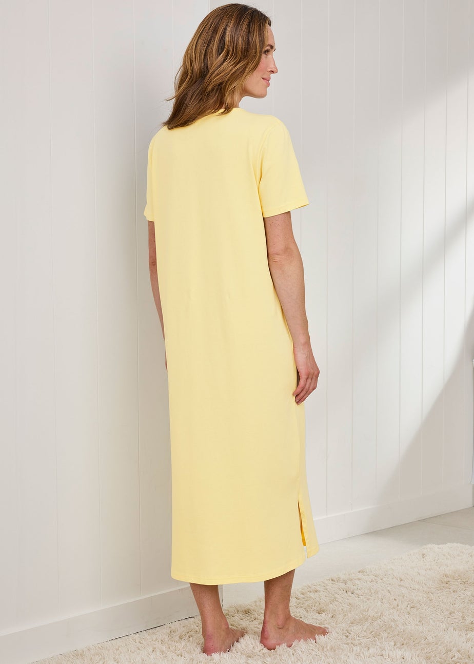 Cotton Traders Soft Lemon Lace Trim Nightdress
