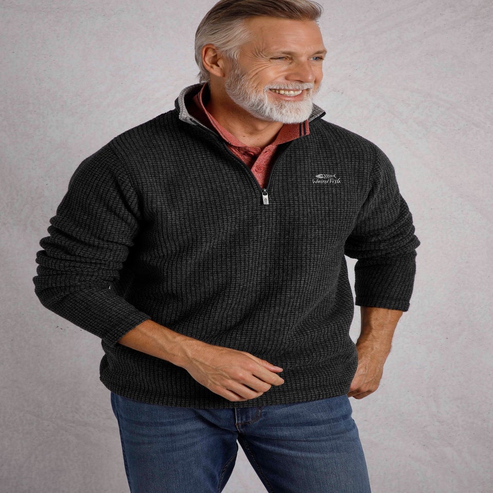 Weird Fish Black Newark 1/4 Zip Grid Fleece