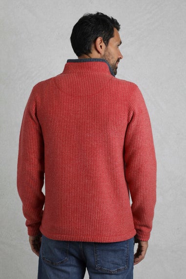 Weird Fish Red Newark 1/4 Zip Grid Fleece