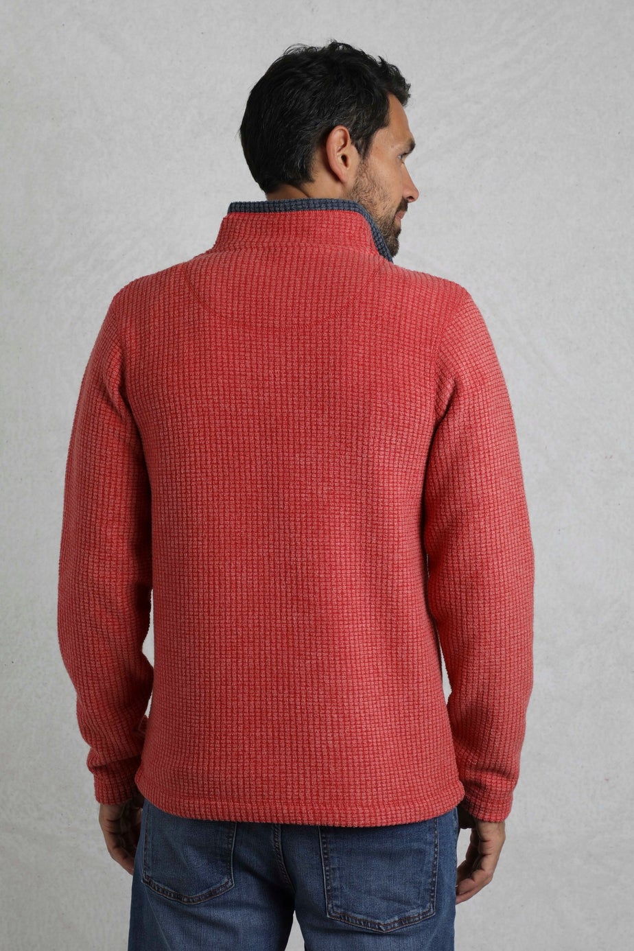 Weird Fish Red Newark 1/4 Zip Grid Fleece