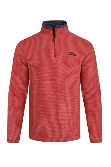 Weird Fish Red Newark 1/4 Zip Grid Fleece