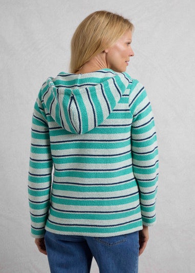 Weird Fish Blue Ally 1/4 Zip Stripe Hoodie