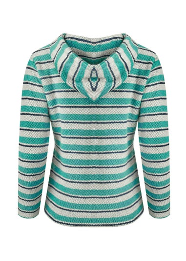 Weird Fish Blue Ally 1/4 Zip Stripe Hoodie