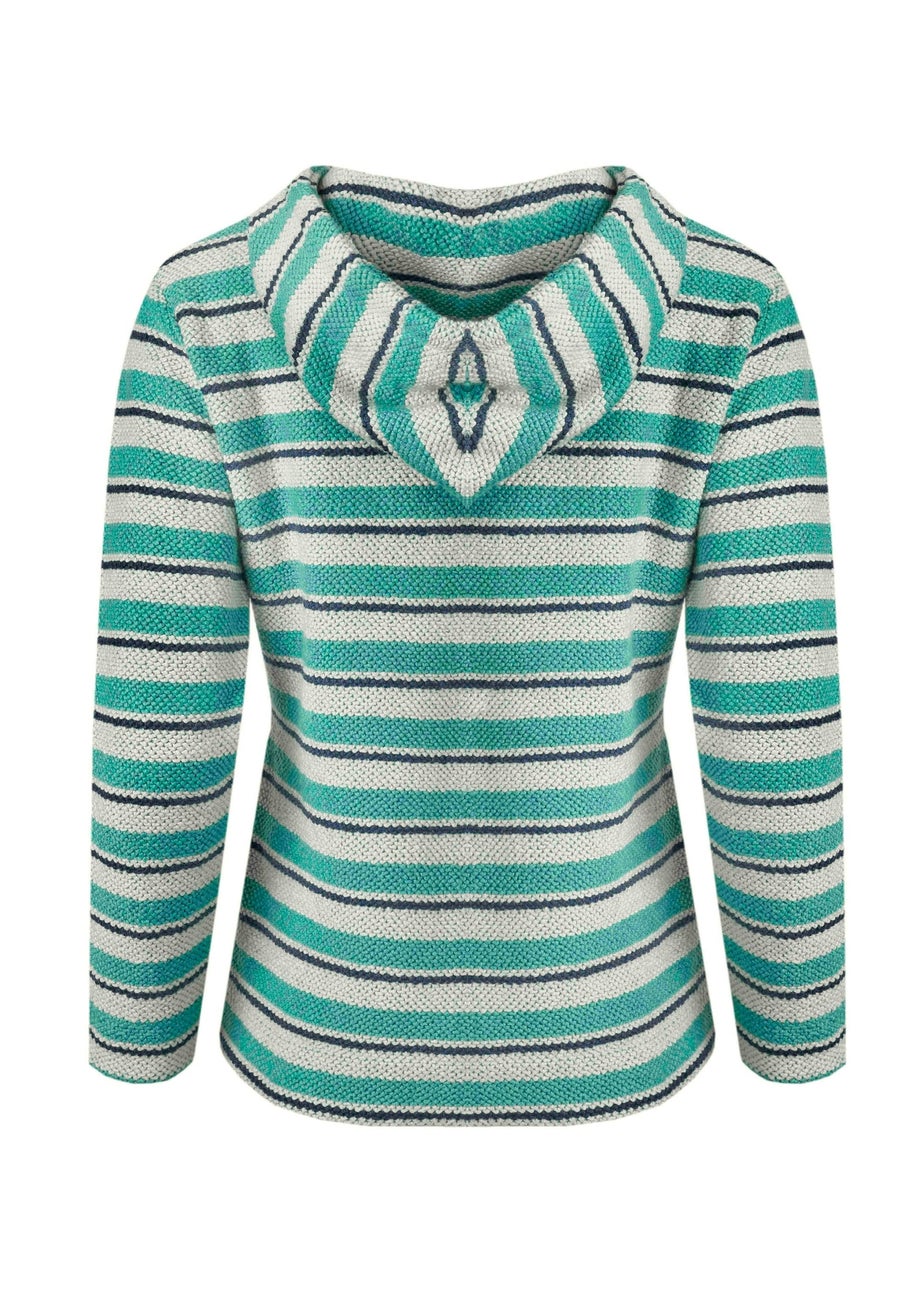 Weird Fish Blue Ally 1/4 Zip Stripe Hoodie