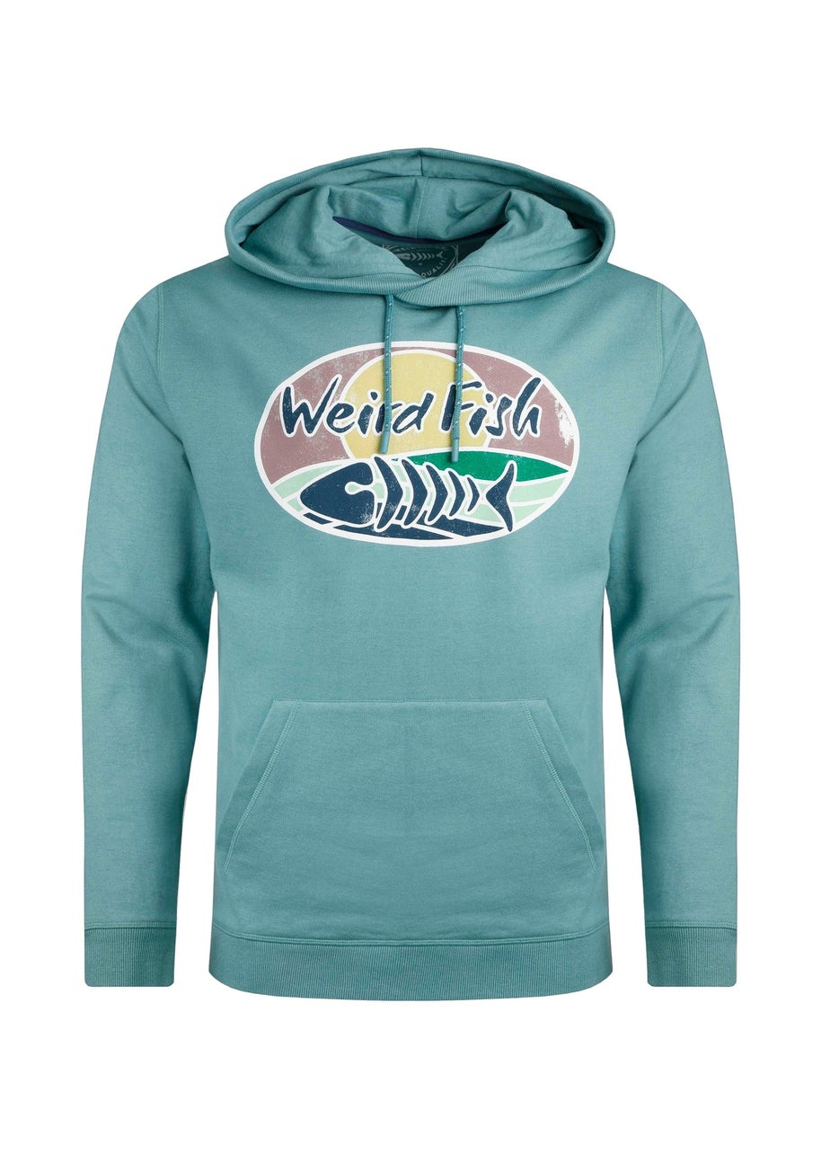 Weird Fish Blue Bryant Front Print Graphic Popover Hoodie