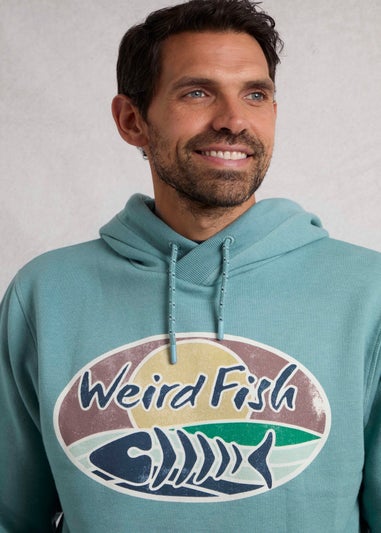 Weird Fish Blue Bryant Front Print Graphic Popover Hoodie