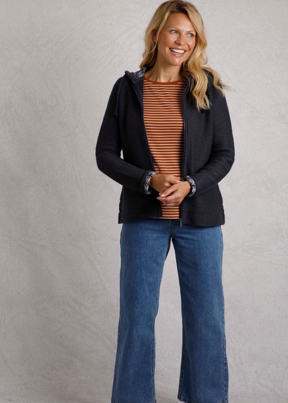 Weird Fish Navy Chicoa Full Zip Macaroni Hoodie