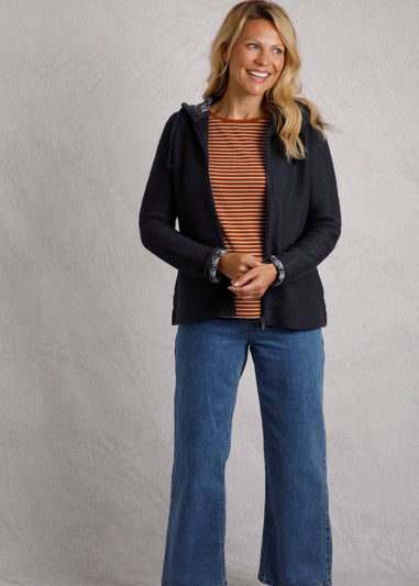 Weird Fish Navy Chicoa Full Zip Macaroni Hoodie