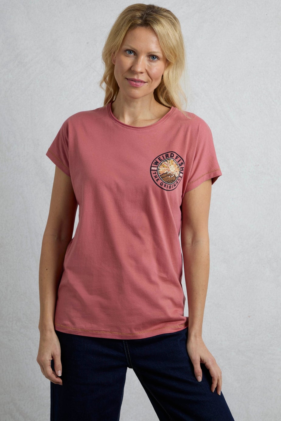 Weird Fish Pink Sunset Summit Back Print Graphic T-Shirt