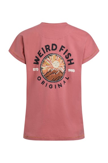 Weird Fish Pink Sunset Summit Back Print Graphic T-Shirt