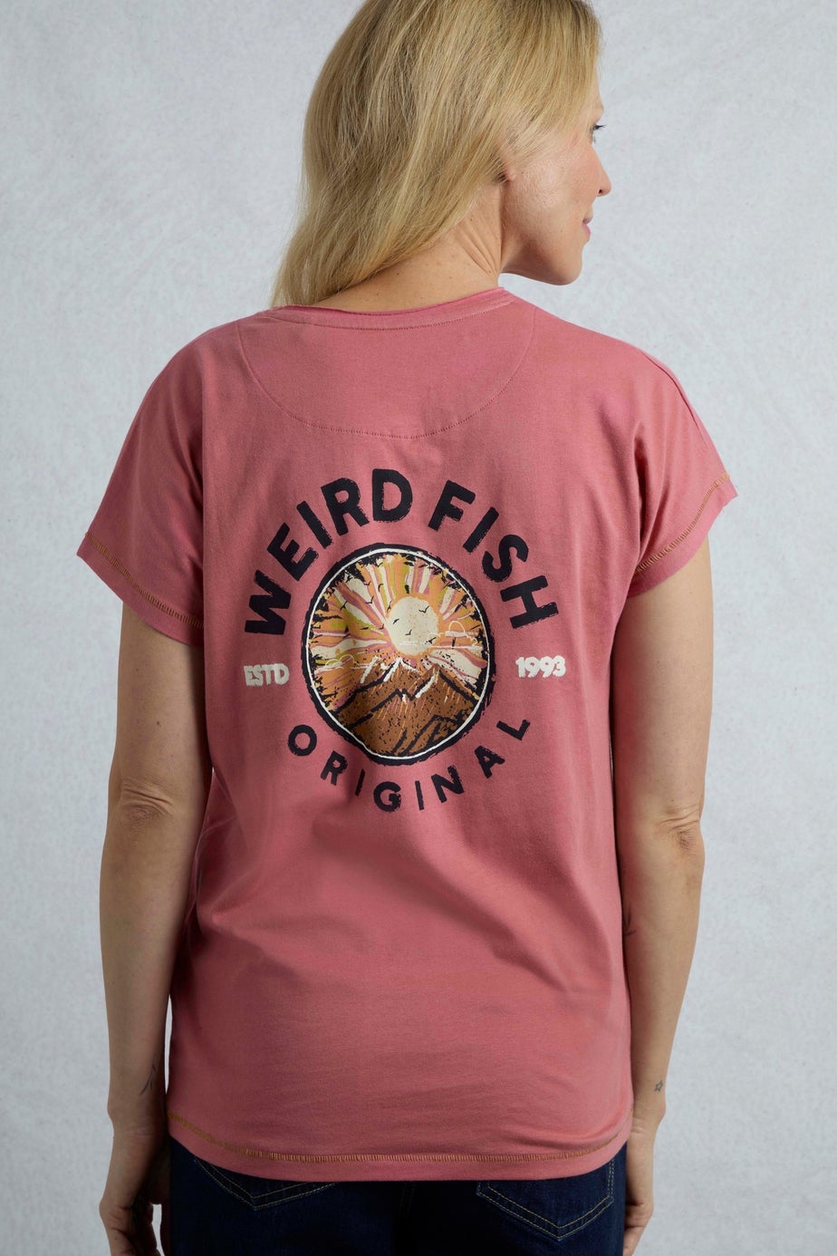 Weird Fish Pink Sunset Summit Back Print Graphic T-Shirt