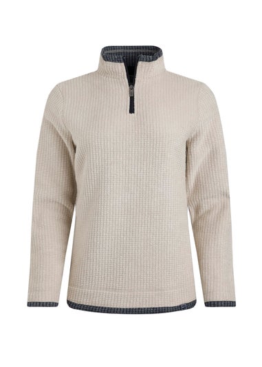 Weird Fish Cream Beye 1/4 Zip Grid Fleece