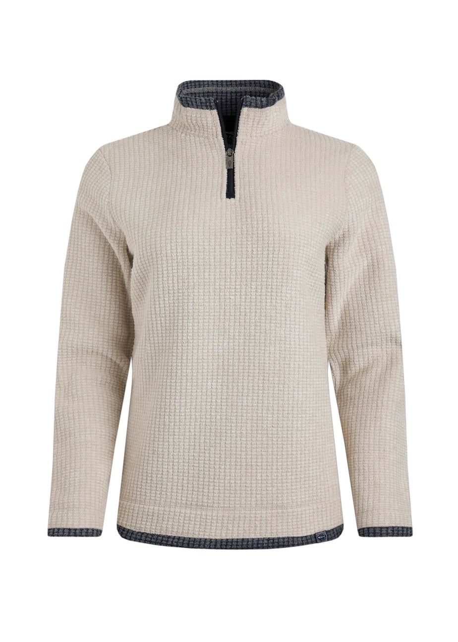 Weird Fish Cream Beye 1/4 Zip Grid Fleece