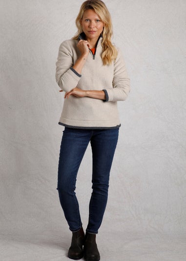 Weird Fish Cream Beye 1/4 Zip Grid Fleece