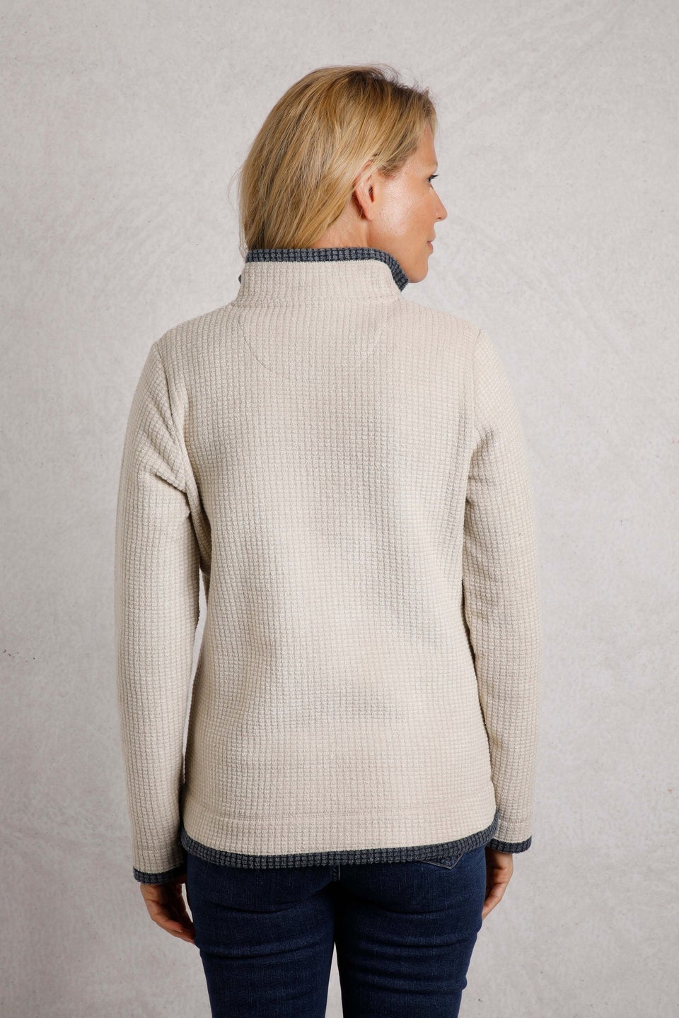 Weird Fish Cream Beye 1/4 Zip Grid Fleece