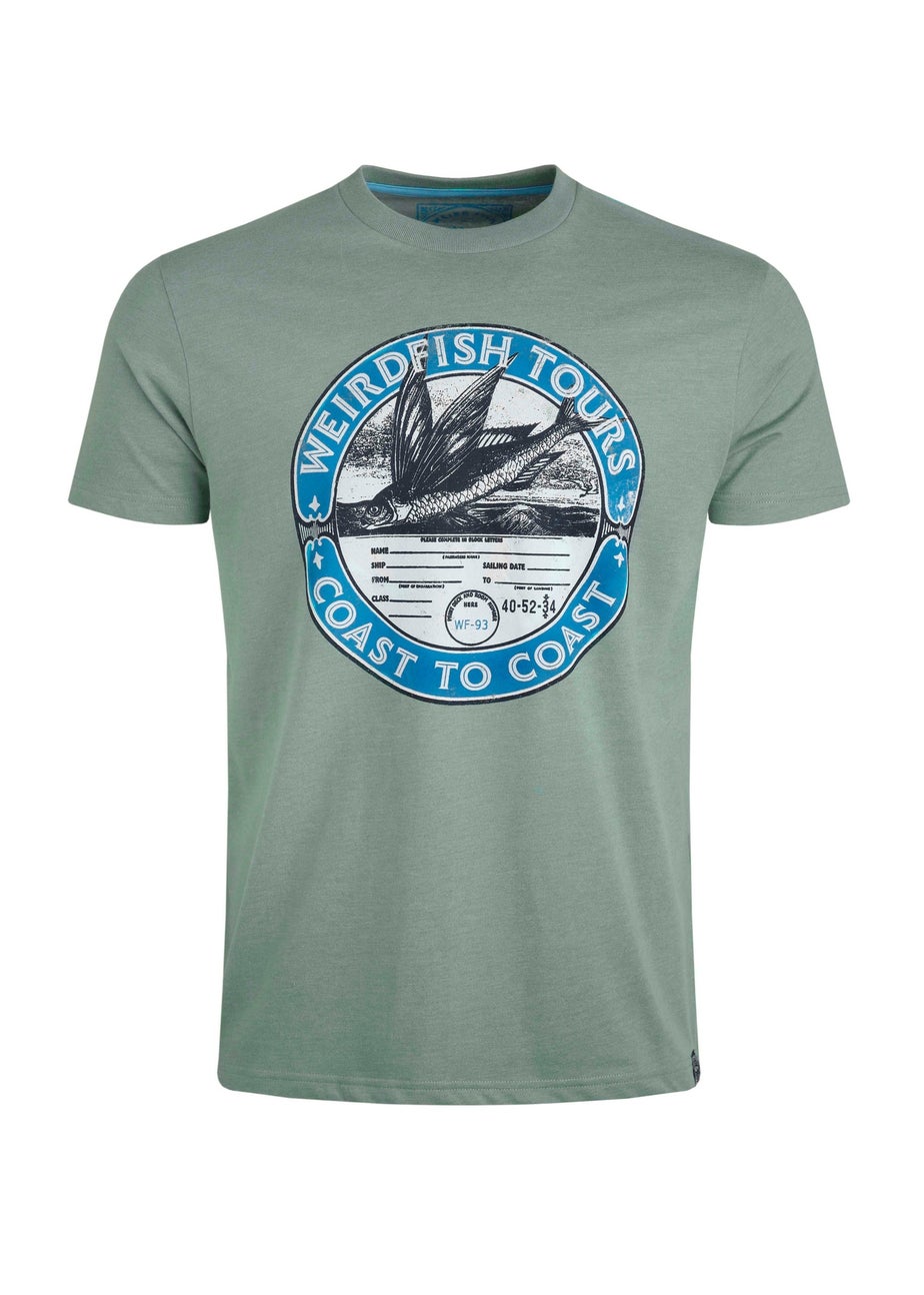 Weird Fish Green Coasting Front Print Graphic T-Shirt