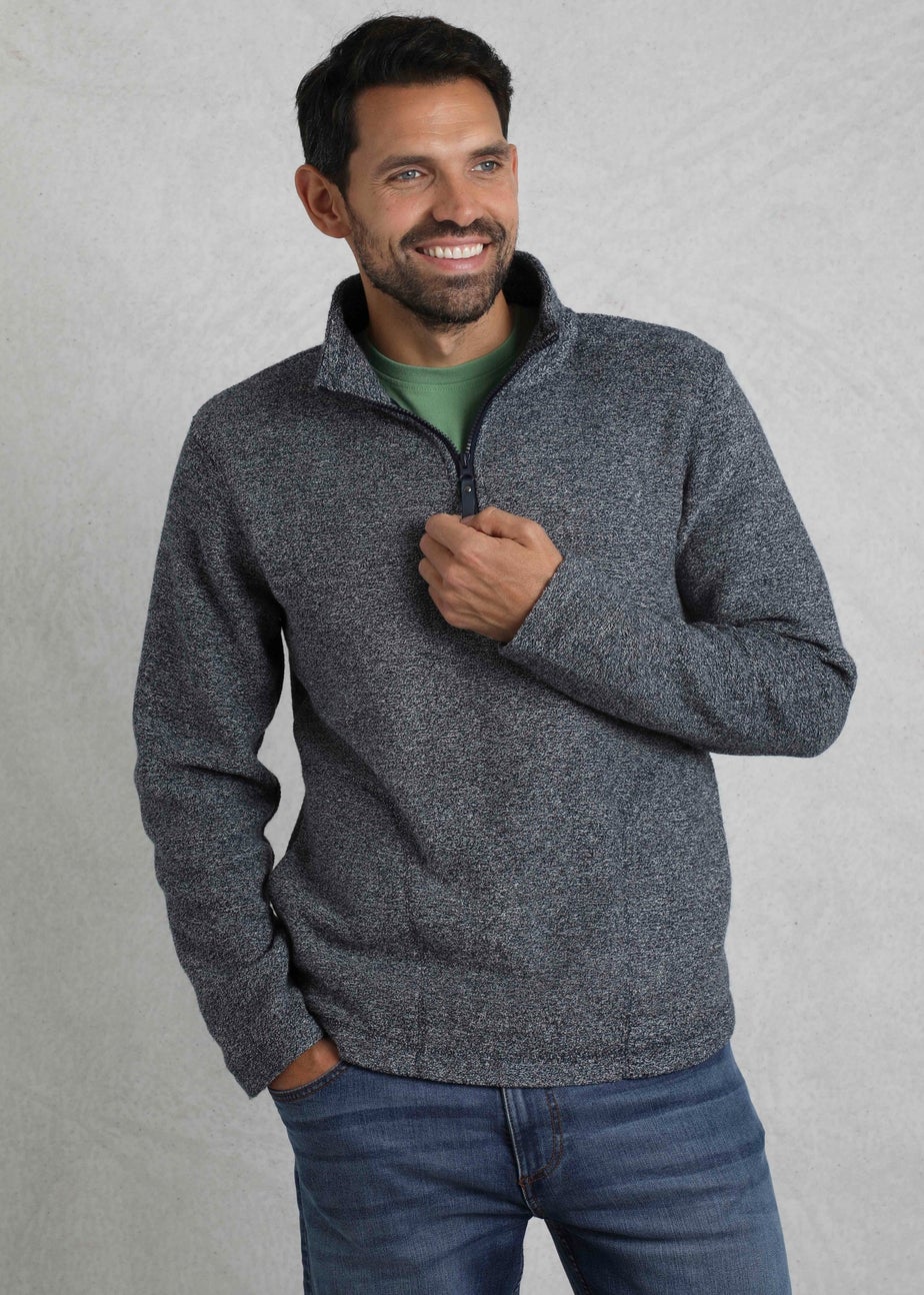 Weird Fish Navy Laramie 1/4 Zip Snow Marl Fleece