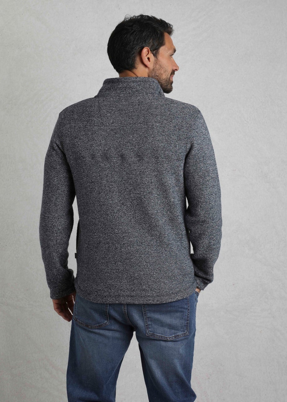Weird Fish Navy Laramie 1/4 Zip Snow Marl Fleece