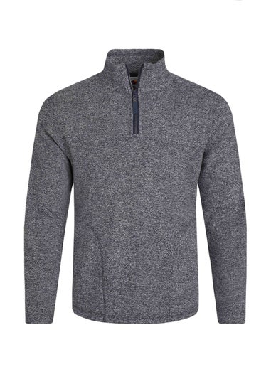 Weird Fish Navy Laramie 1/4 Zip Snow Marl Fleece