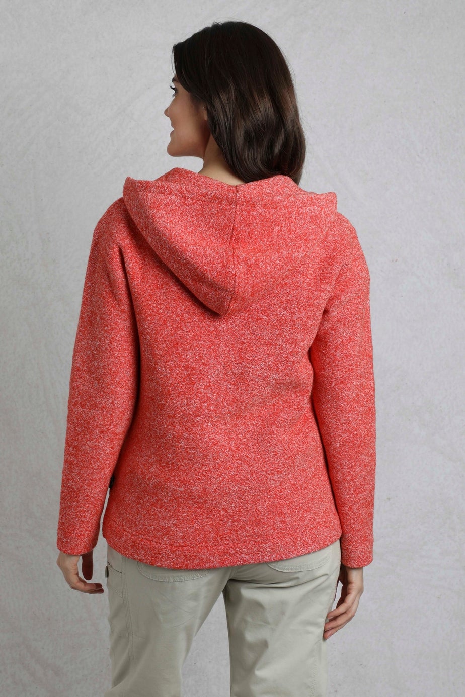 Weird Fish Red Alisa 1/4 Zip Snow Marl Fleece Hoodie