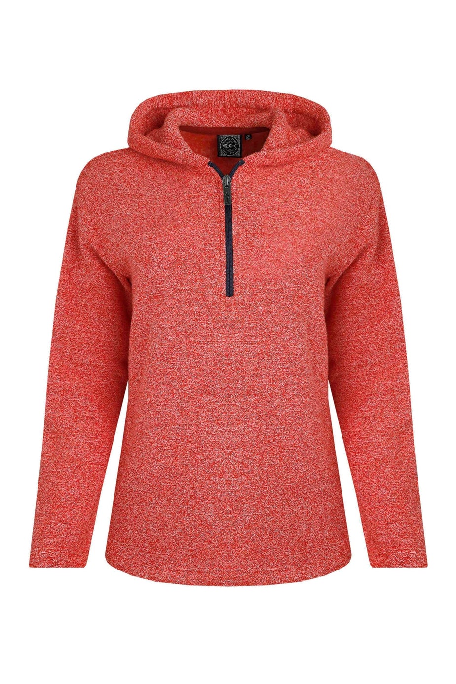 Weird Fish Red Alisa 1/4 Zip Snow Marl Fleece Hoodie