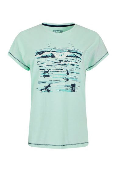 Weird Fish Green Beach Run Front Print Graphic T-Shirt