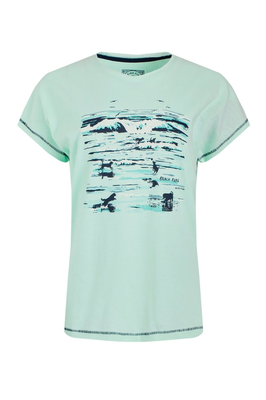 Weird Fish Green Beach Run Front Print Graphic T-Shirt