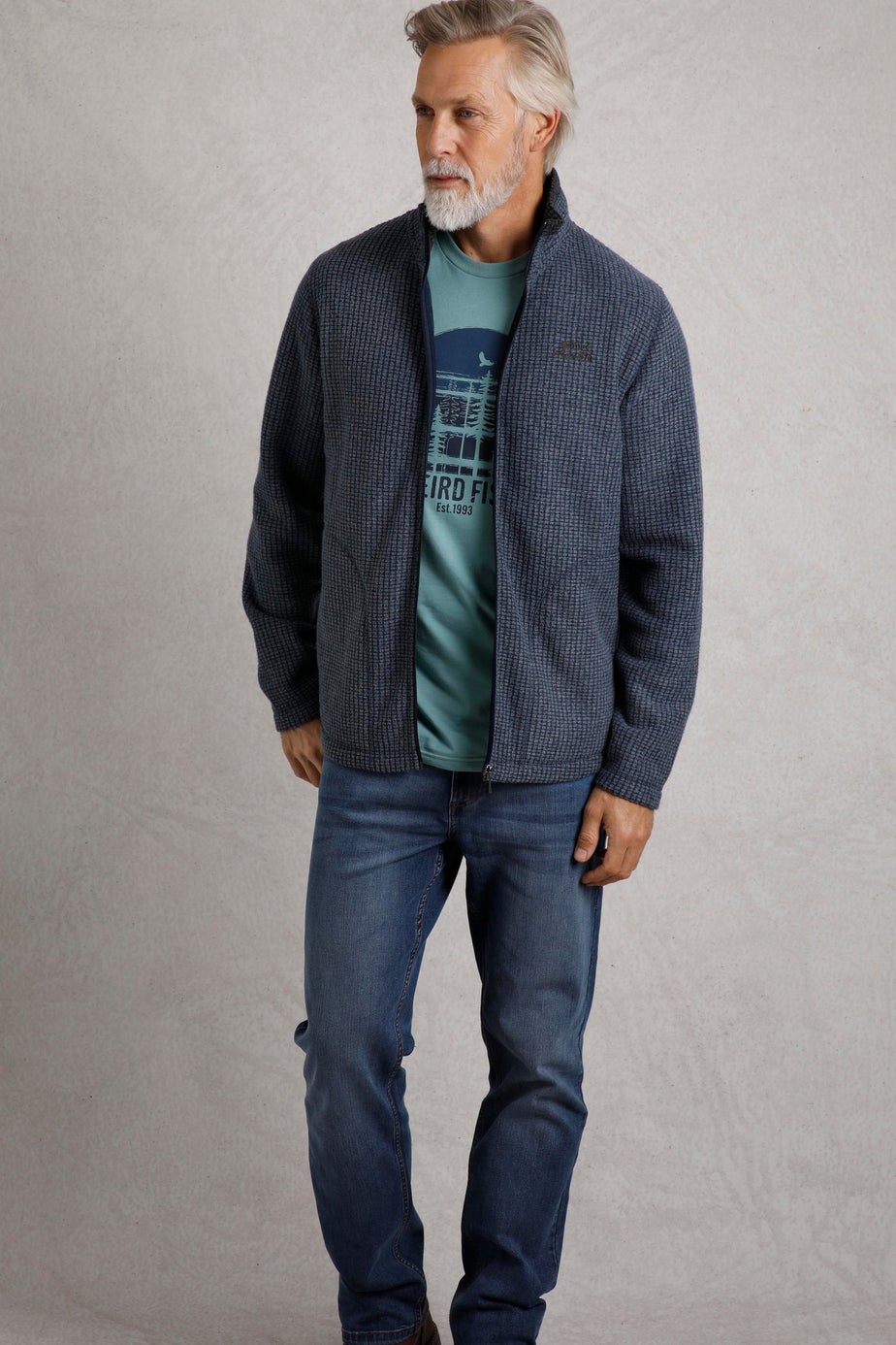 Weird Fish Navy Shires Full Zip Grid Fleece