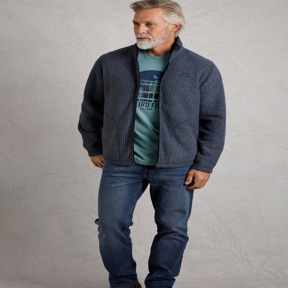 Weird Fish Navy Shires Full Zip Grid Fleece