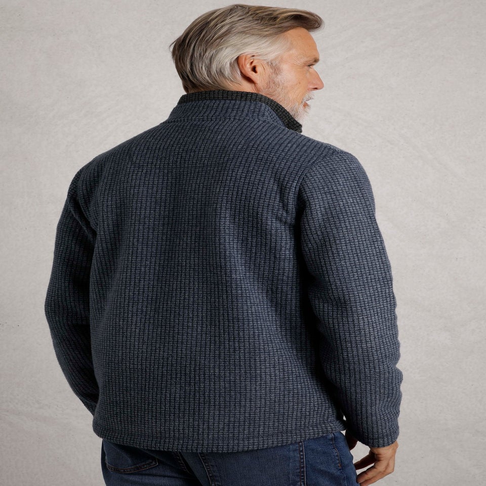 Weird Fish Navy Shires Full Zip Grid Fleece