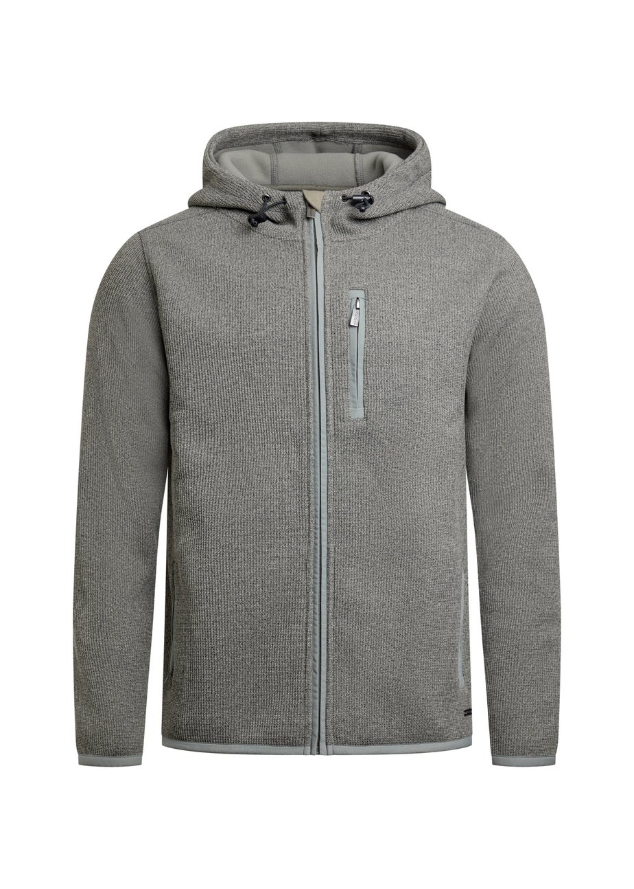 Weird Fish Grey Lockie Full Zip Bonded Fleece Hoodie
