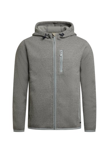 Weird Fish Grey Lockie Full Zip Bonded Fleece Hoodie