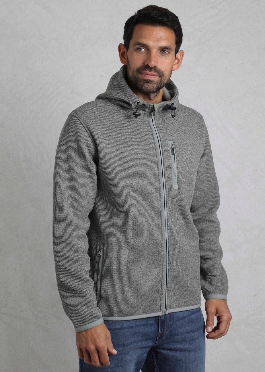 Weird Fish Grey Lockie Full Zip Bonded Fleece Hoodie