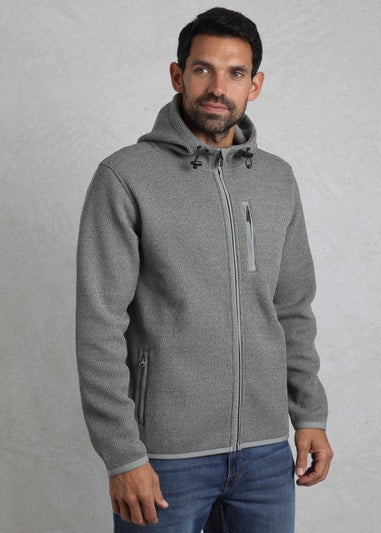 Weird Fish Grey Lockie Full Zip Bonded Fleece Hoodie