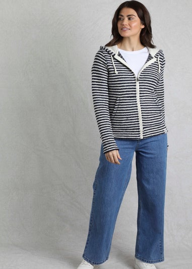 Weird Fish Cream Fisher Full Zip Stripe Macaroni Hoodie