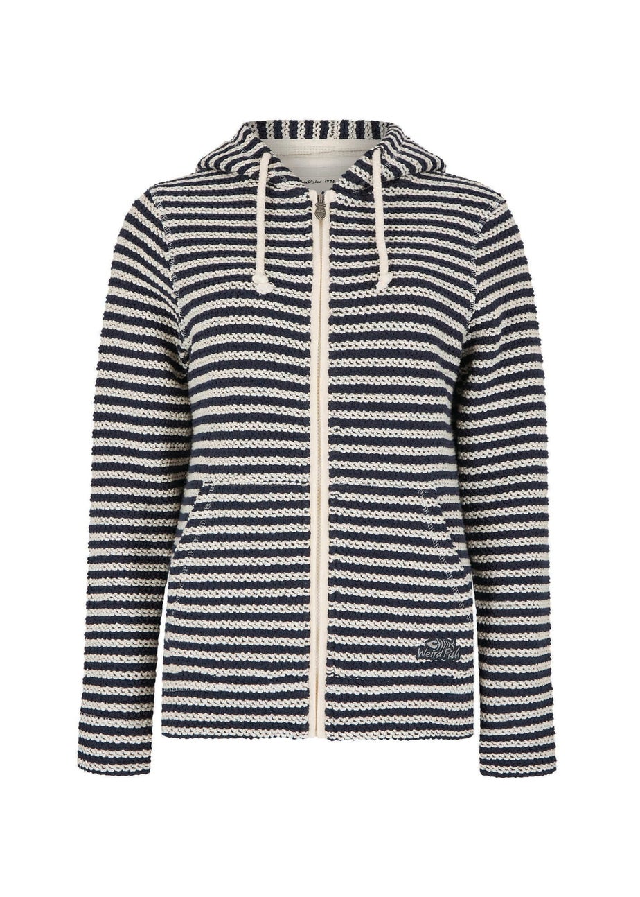 Weird Fish Cream Fisher Full Zip Stripe Macaroni Hoodie