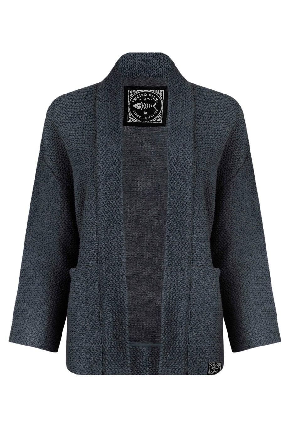 Weird Fish Navy Santosh Cropped Macaroni Kimono Cardigan