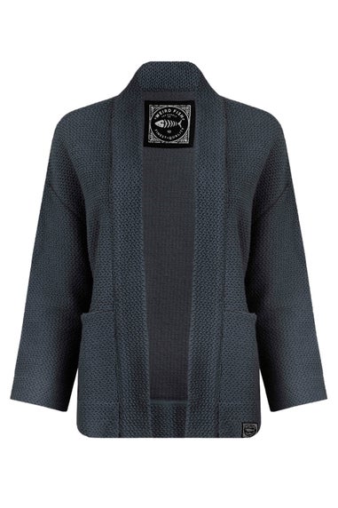 Weird Fish Navy Santosh Cropped Macaroni Kimono Cardigan