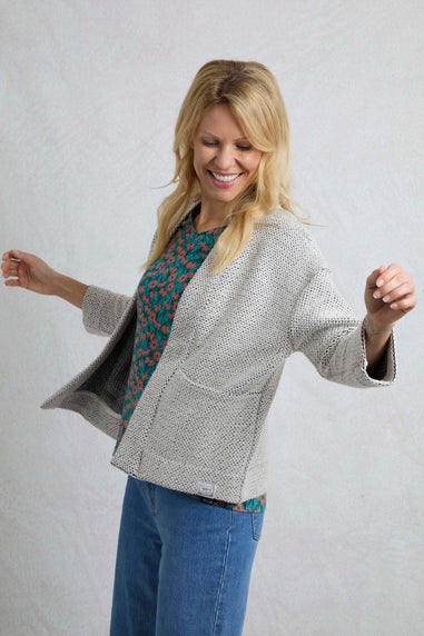 Weird Fish Cream Santosh Cropped Macaroni Kimono Cardigan