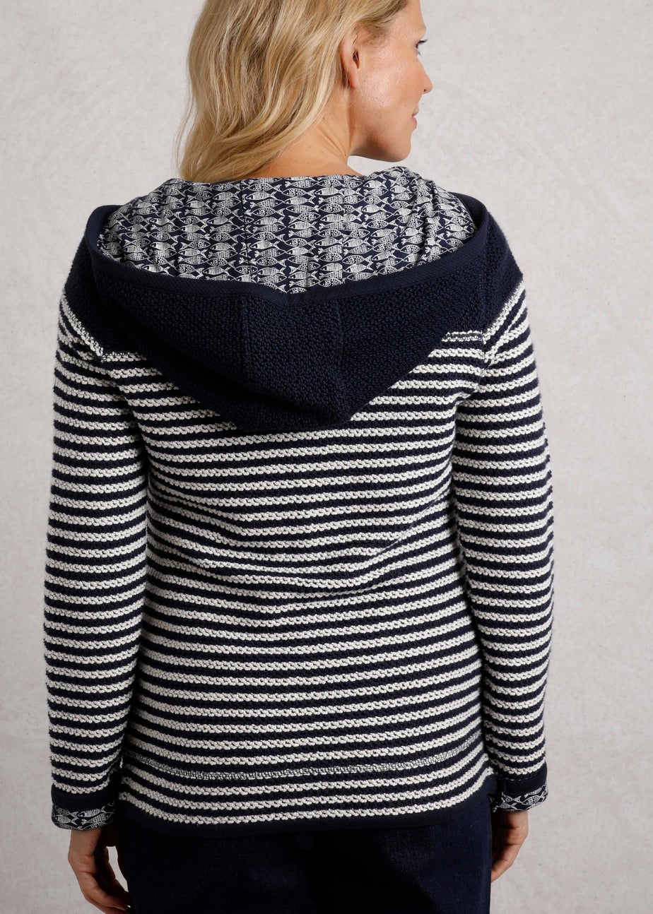 Weird Fish Navy Bianca Full Zip Stripe Macaroni Hoodie