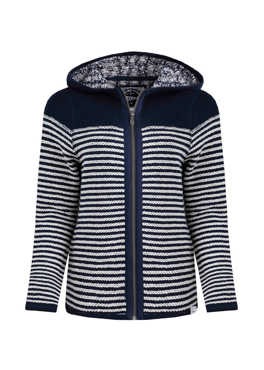 Weird Fish Navy Bianca Full Zip Stripe Macaroni Hoodie